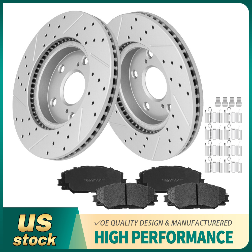 For Toyota RAV4 2006 2007-2018 xB Front Drilled Disc Rotors +Ceramic Brake Pads