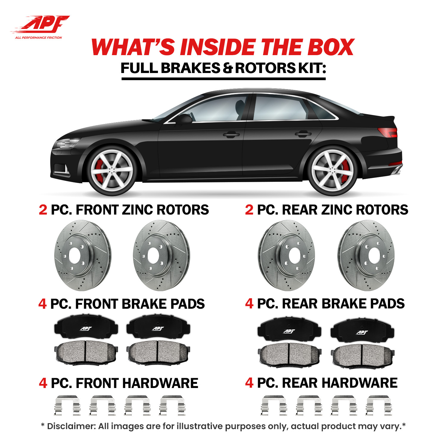 For Chevrolet Cobalt 05-07 – Front + Rear Ceramic Brake Kit