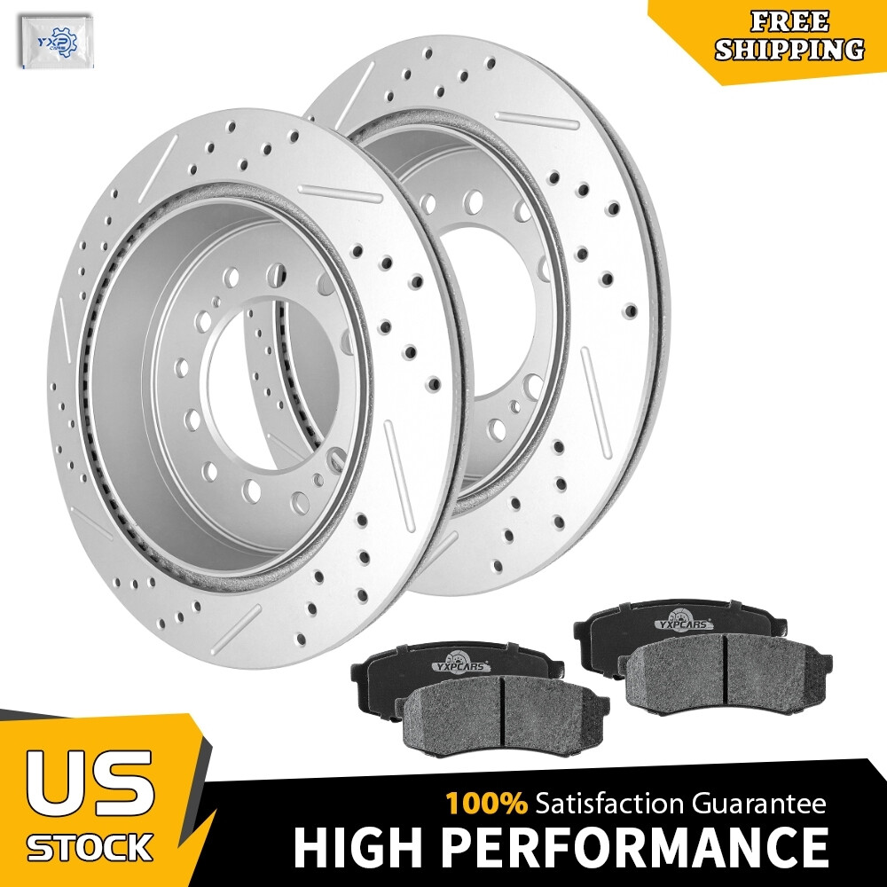 For 2010 – 2023 Toyota 4Runner Lexus GX460 Rear Drilled Brake Rotor Ceramic Pads