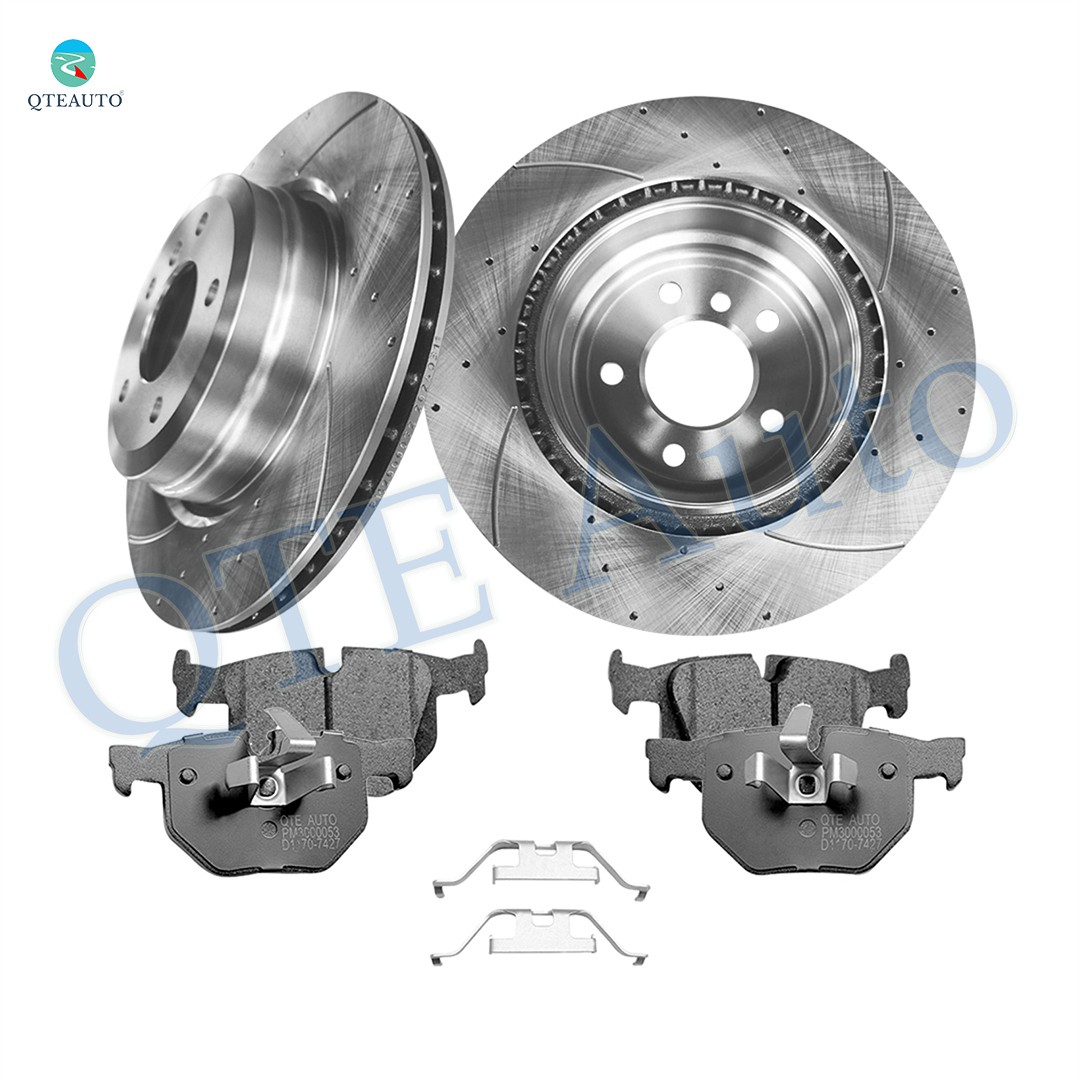 6P Rear 336mm Drilled Brake Rotors-Ceramic Brake Pad Kit For 2011-2013 BMW 335IS