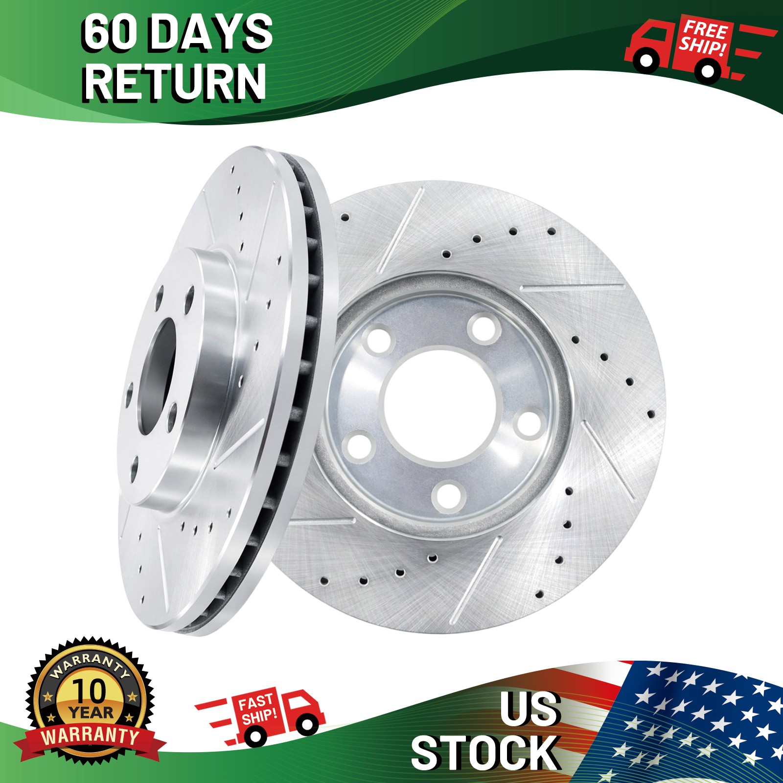 Front Drilled Slotted Brake Rotors for FORD MUSTANG 1994 – 2003 2004