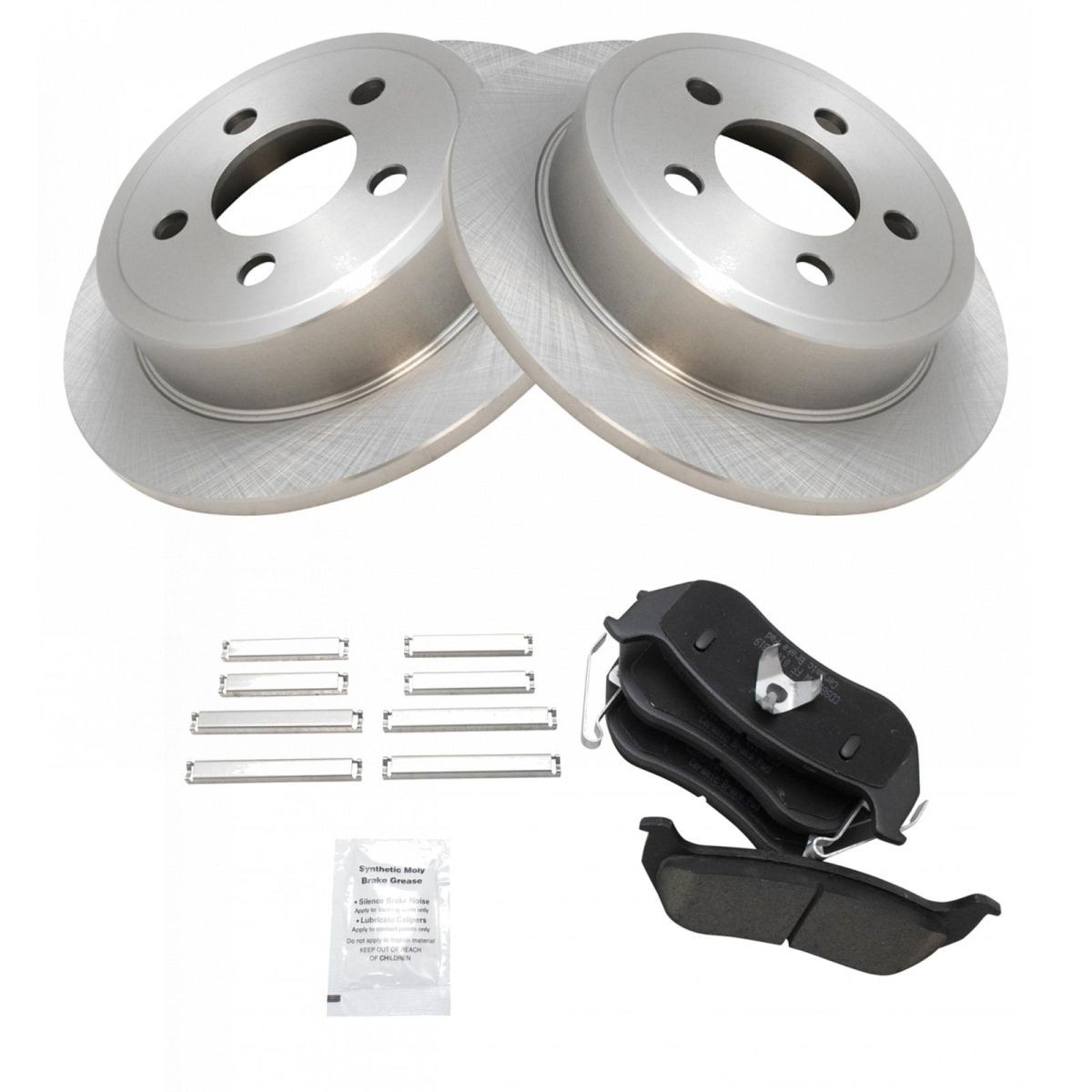 TRQ Ceramic Rear Disc Brake Pads & Rotor Set Kit for Jeep Liberty Wrangler