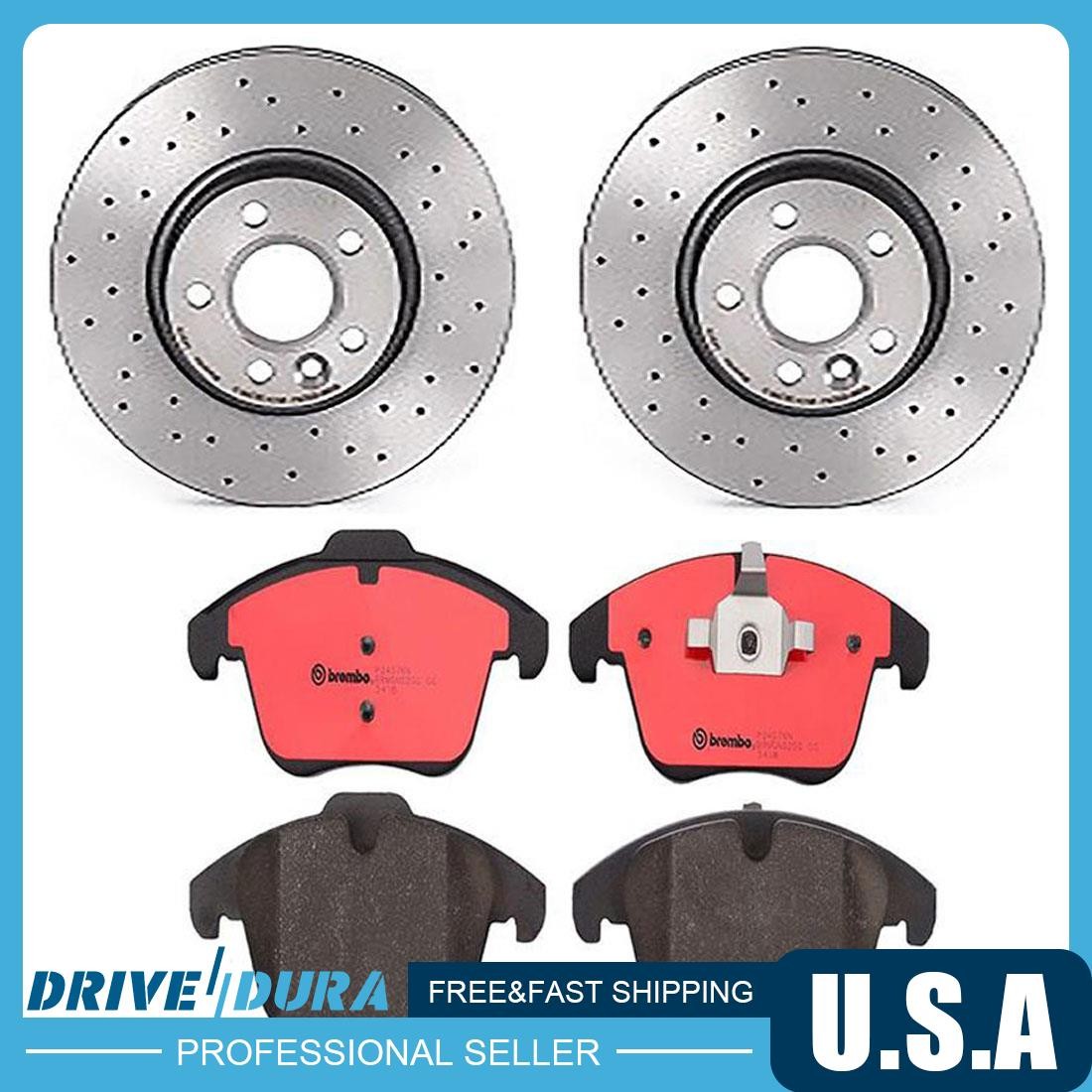 Brembo Front Disc Brake Rotors Ceramic Brake Pads for 2011-2018 Volvo S60