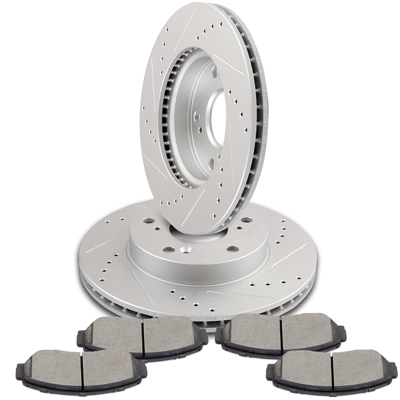 Front Drilled & Slotted Brake Rotors And Ceramic Pads Fits 2015 Honda Civic