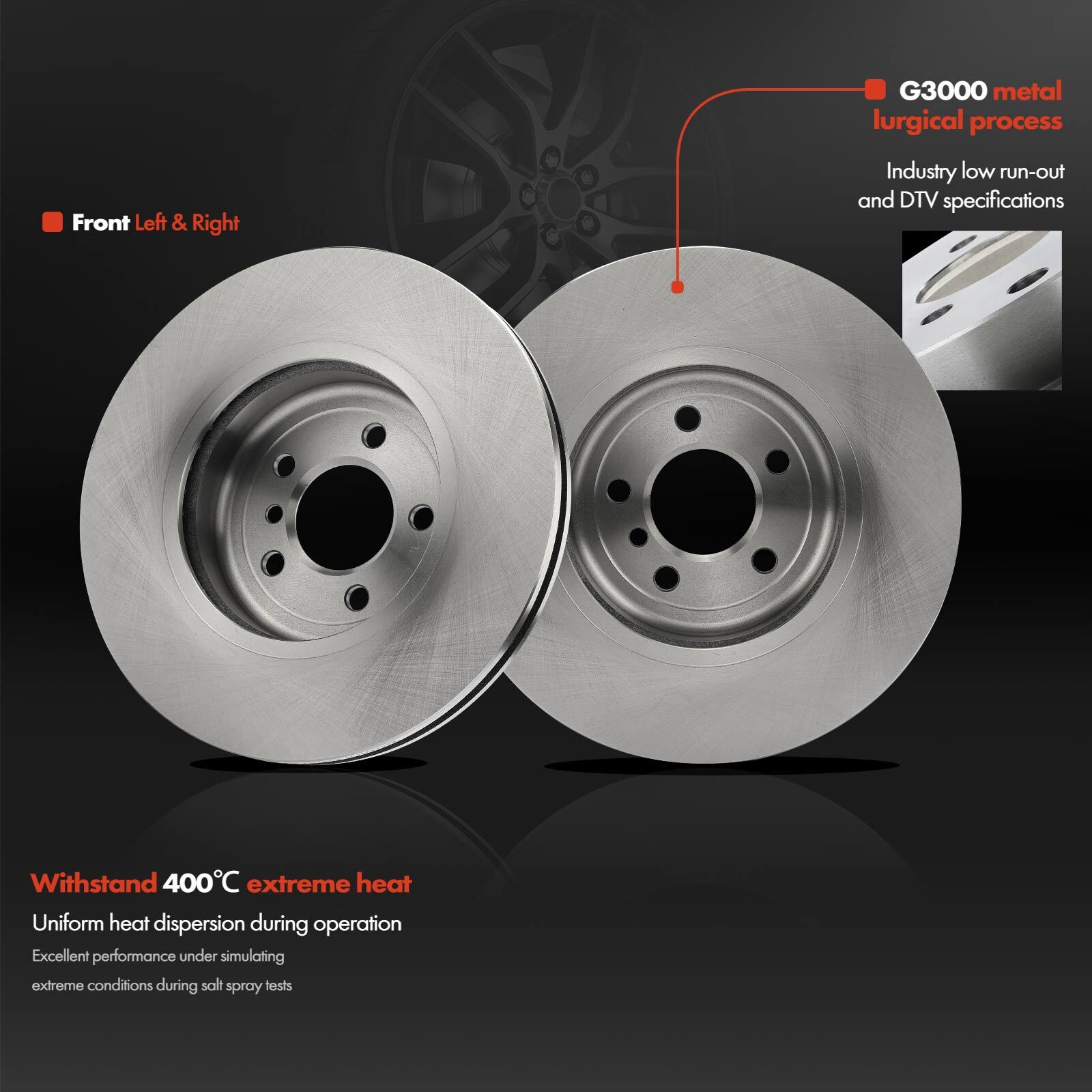 6Pcs Front Disc Rotors & Ceramic Brake Pad for BMW F10 535d 535d xDrive 640i F12