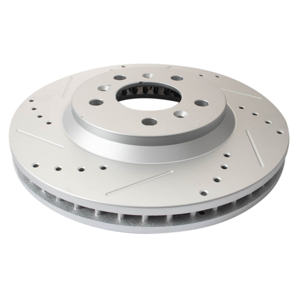 TRQ Performance Drilled & Slotted Front Coated Brake Rotor Pair for Chevy