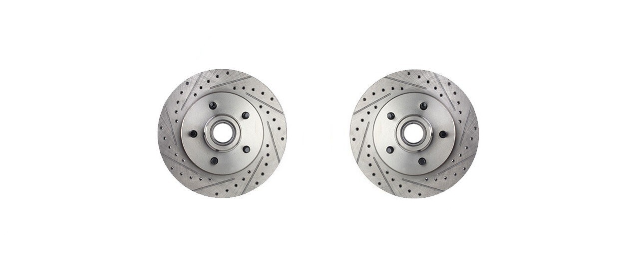 C10 1973-87 5 Lug Front Disc Brake Drilled & Slotted Rotors 12″ x 1 1/4″ Wide