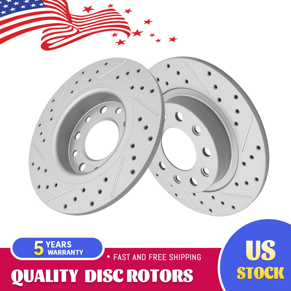 264mm Rear Drilled and Slottet Disc Brake Rotors for 2013 – 2016 Dodge Dart