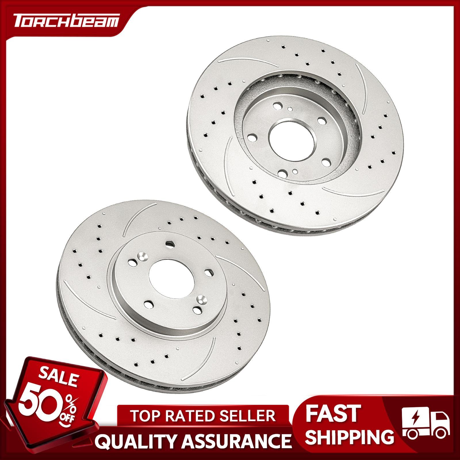 2x Front Drilled Slotted Disc Brake Rotors For 2008-2009 Honda Accord 12040046