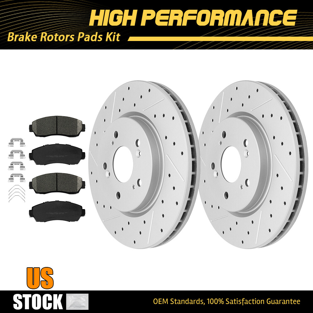 Front Drilled Disc Brake Rotors Brake Pads For Honda CR-V Crosstour Acura RDX