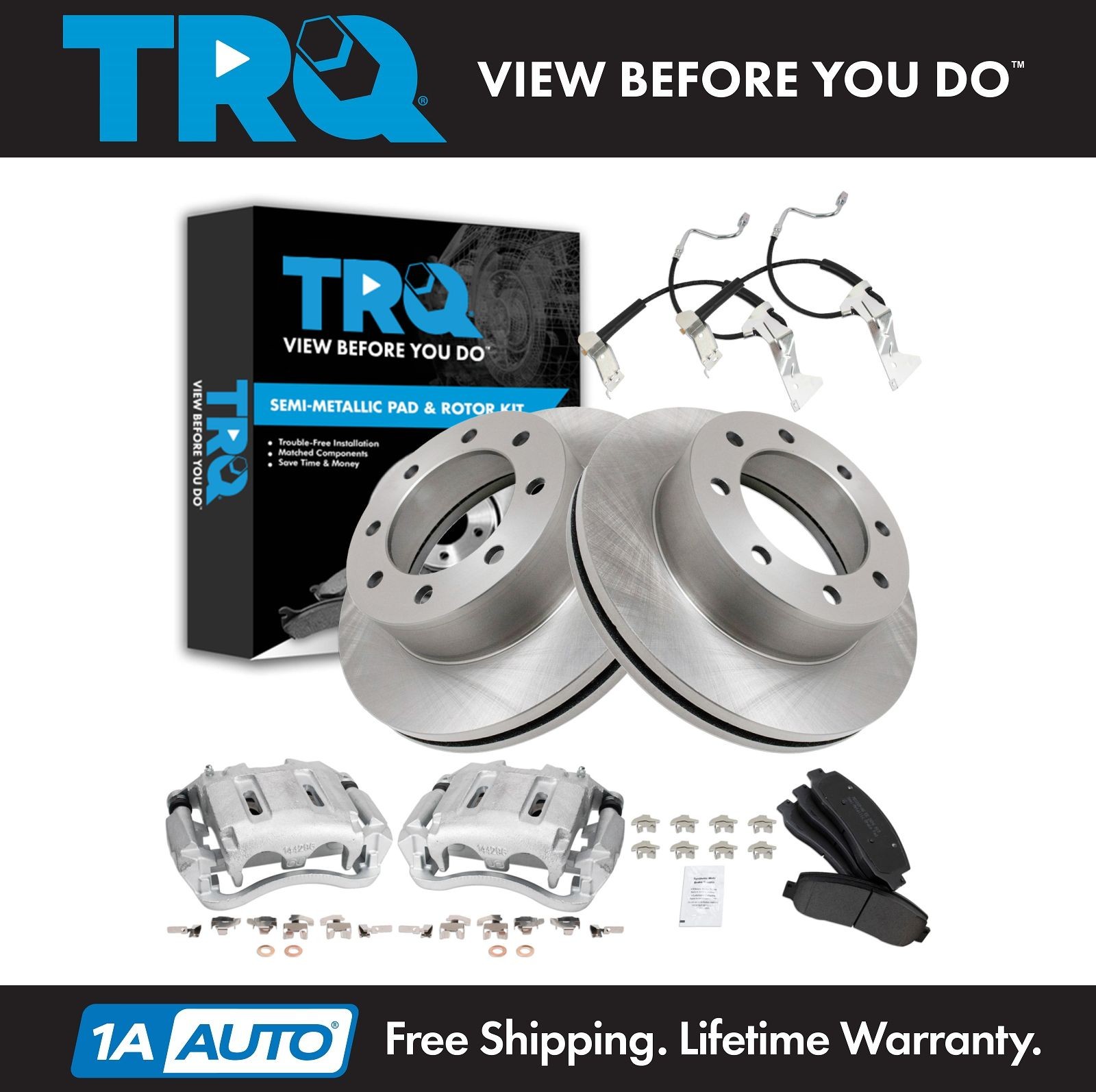 TRQ Brake Pad & Rotor Kit Semi-Metallic Fits 2005-2007 Ford F-350 Super Duty