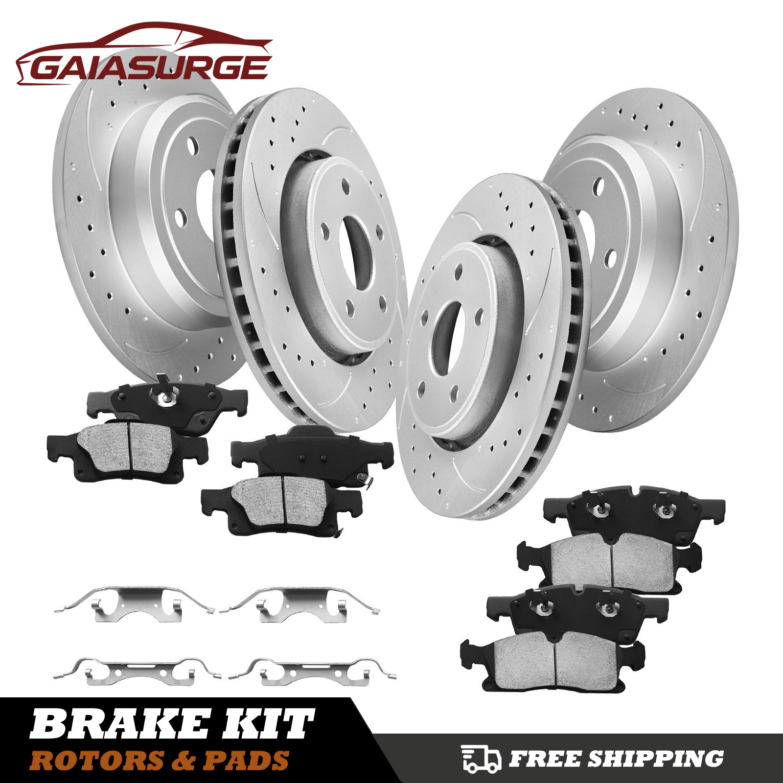 13″ Front Rear Rotors Brake Pads for 2011 – 2020 Grand Cherokee Dodge Durango