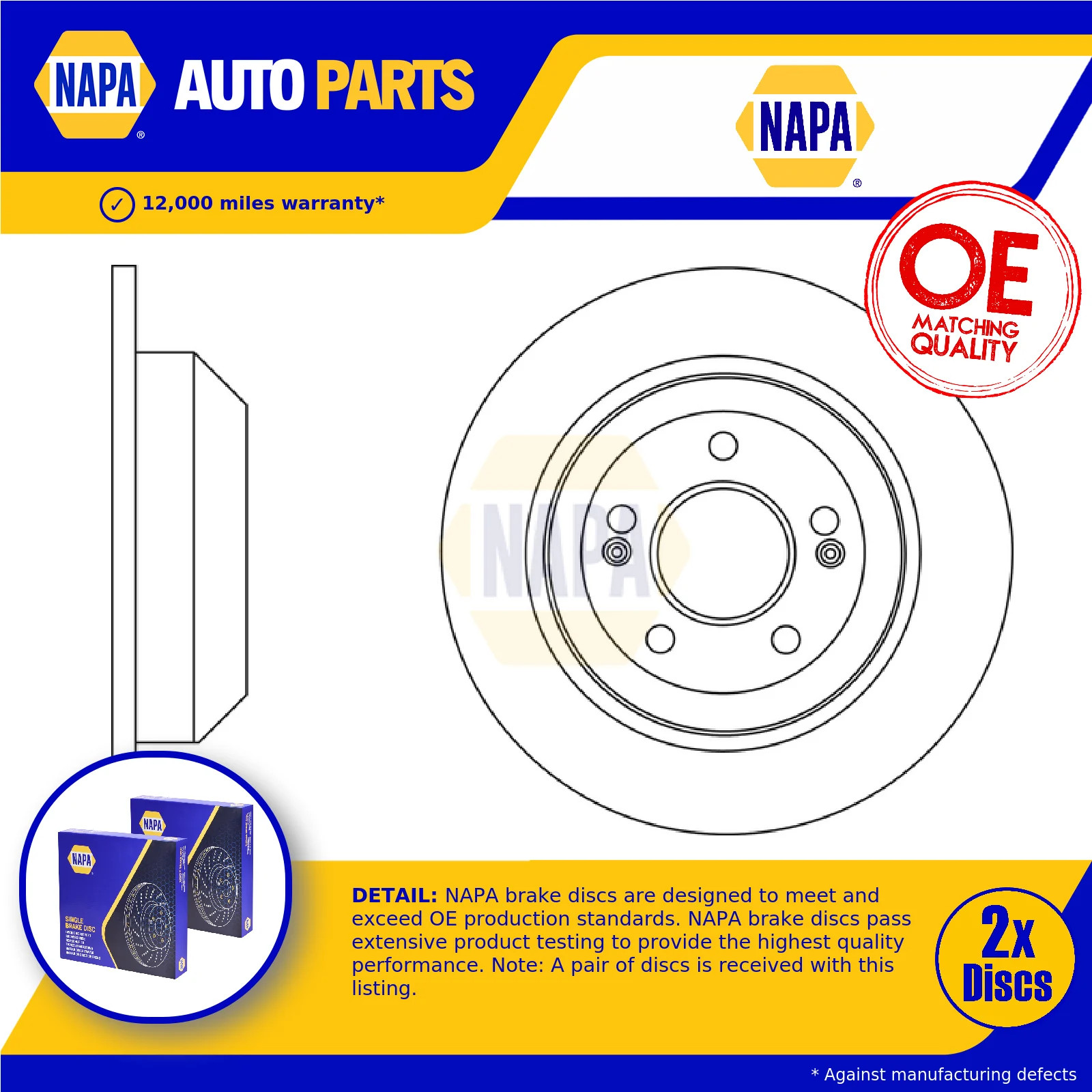2x Brake Discs Pair Solid fits HYUNDAI SANTA FE Mk3 2.0D Rear 2015 on D4HA 302mm