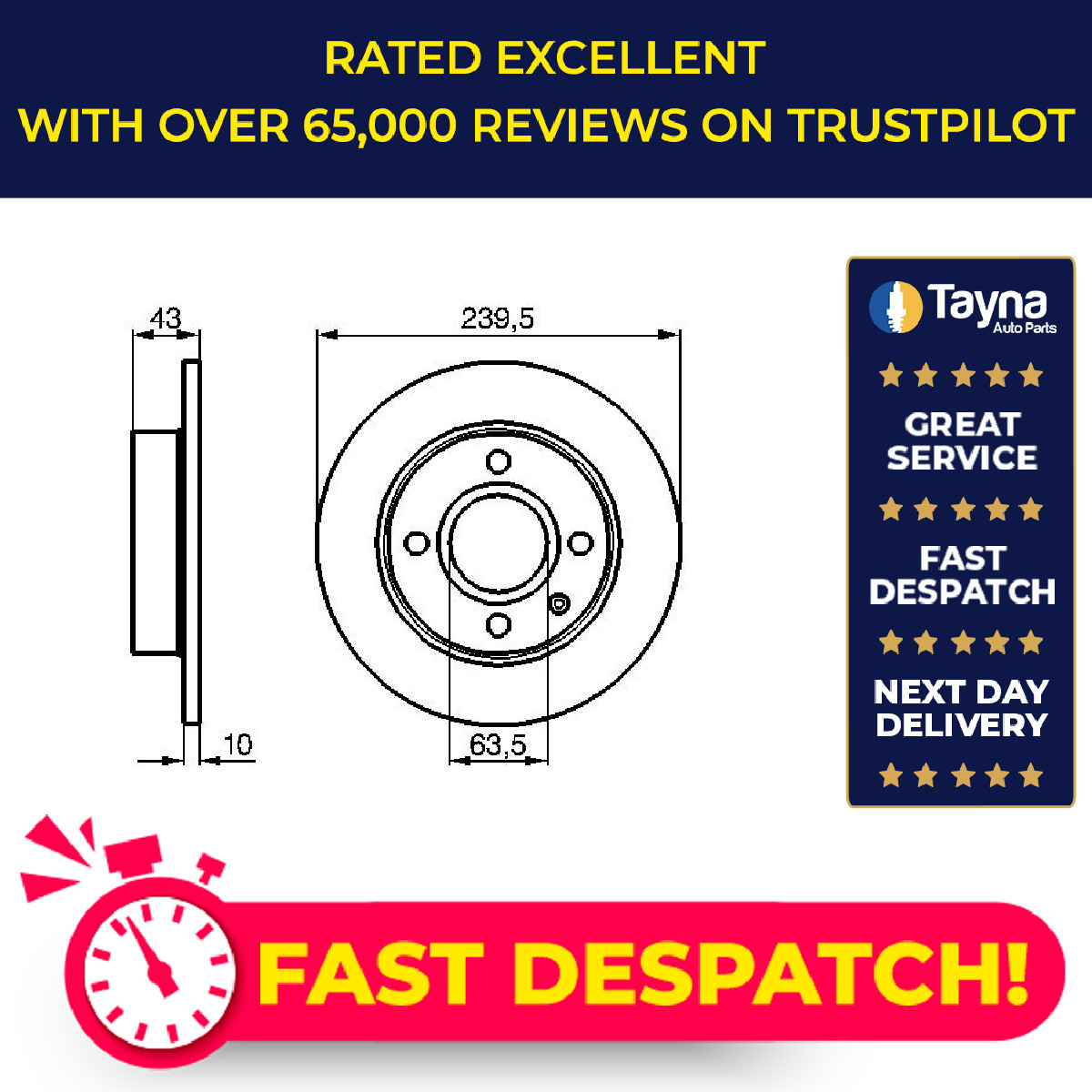 2x Brake Discs Pair Solid fits FORD FIESTA 1.6 Front 89 to 95 238.8mm Set Bosch