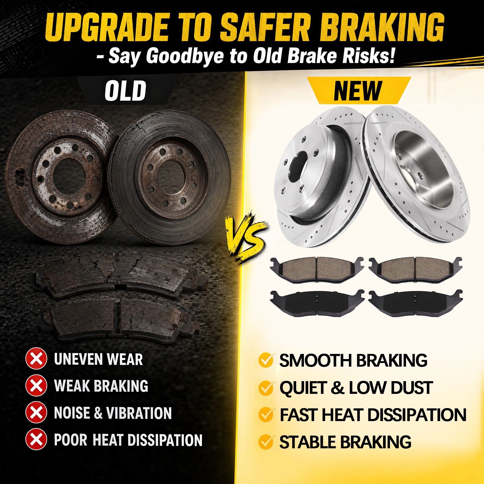 Front Rear Drilled Rotors Brakes Pads for Dodge Ram 1500 Aspen Durango