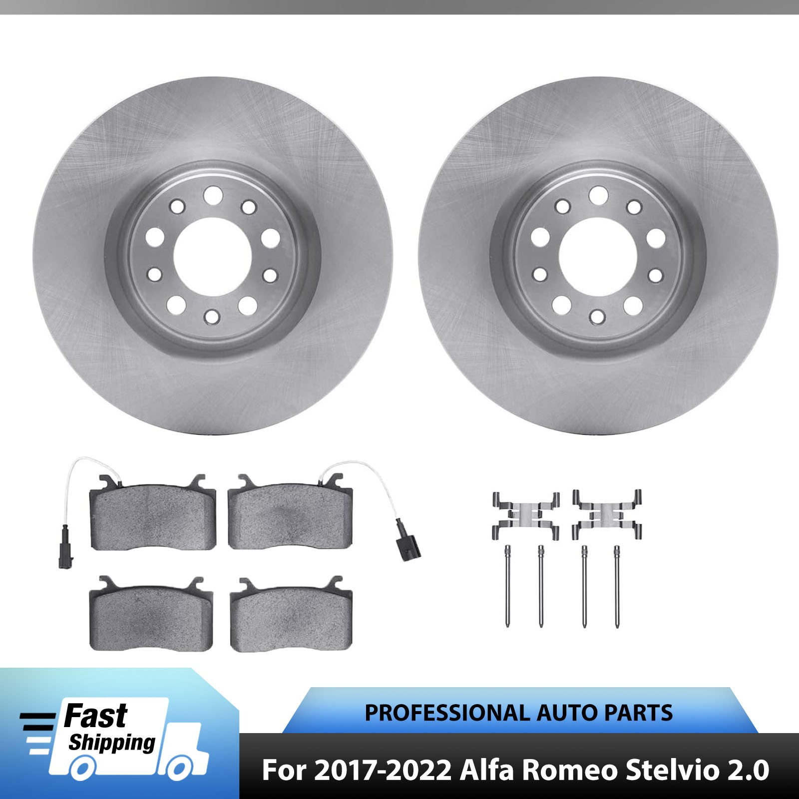 Front Disc Rotors Brake Pads Fits 2018 2019 2020 2021-2025 Alfa Romeo Stelvio