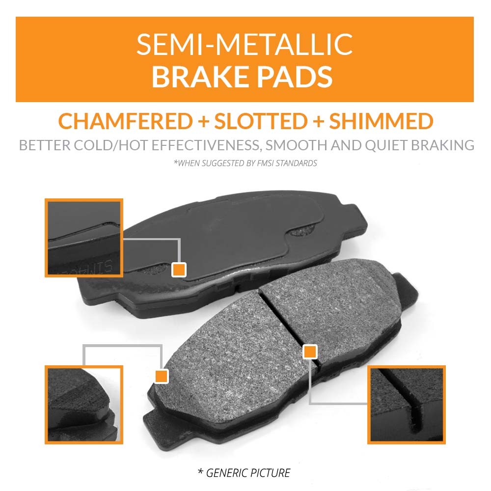 Disc Brake Rotors And Semi-Metallic Pads Front Kit For Honda Civic