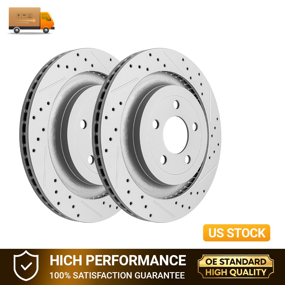 2PCS 330mm REAR Disc Drilled Rotors for 2015-2023 Ford Mustang with Performance