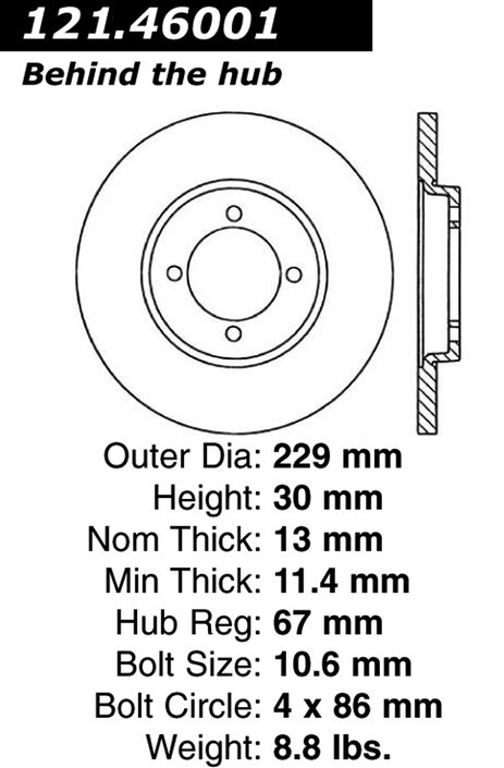 Centric Front Disc Brake Rotor for Pony, Colt (121.46001)