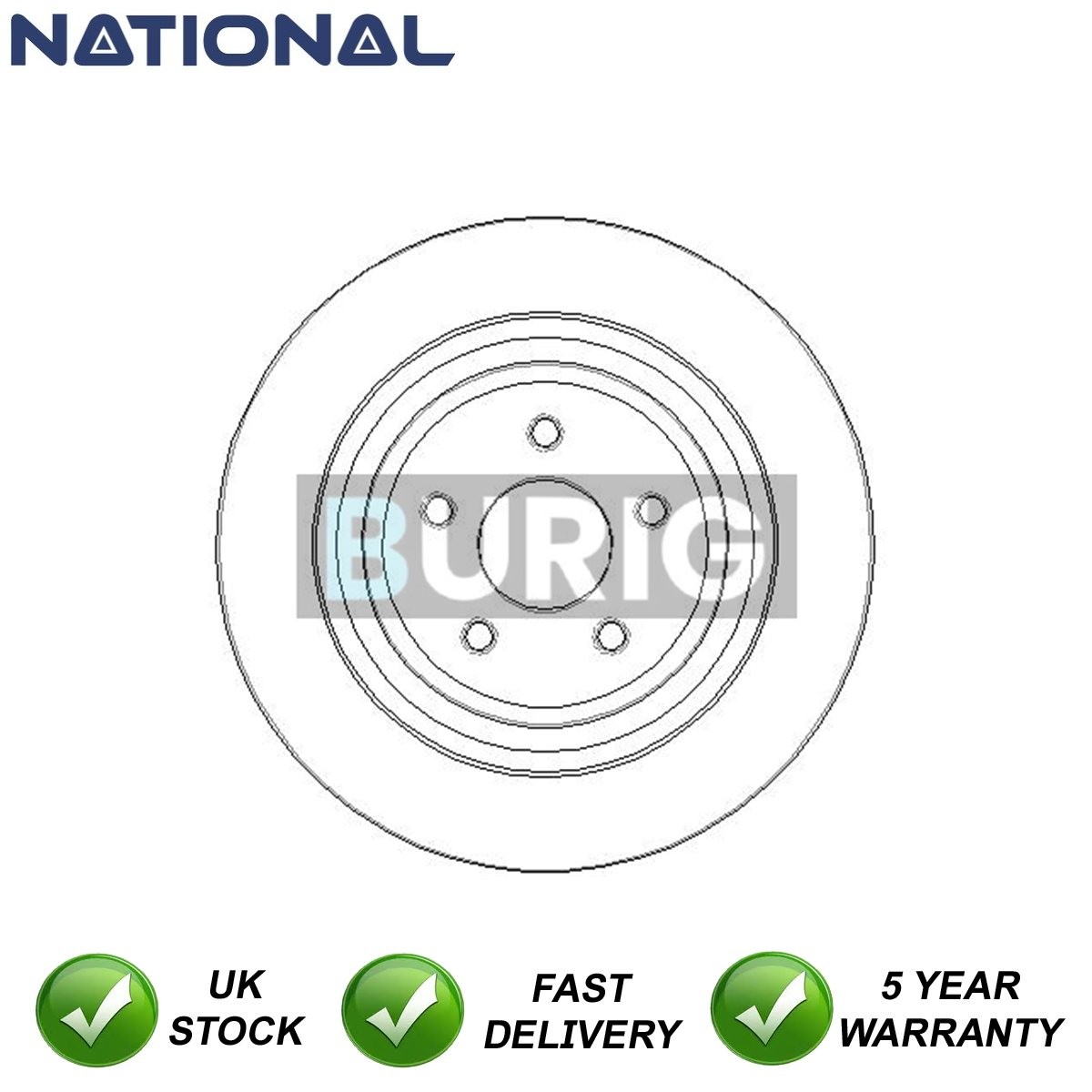 Brake Disc Rear Burig Fits Ford Kuga 2012-2019 Mondeo 2014- B010643