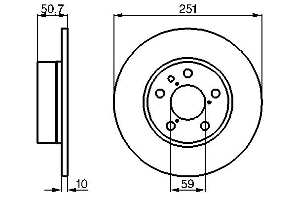 2x Brake Discs Pair Solid fits LANCIA THEMA 834F 2.9 Rear 87 to 89 F105L 251.2mm