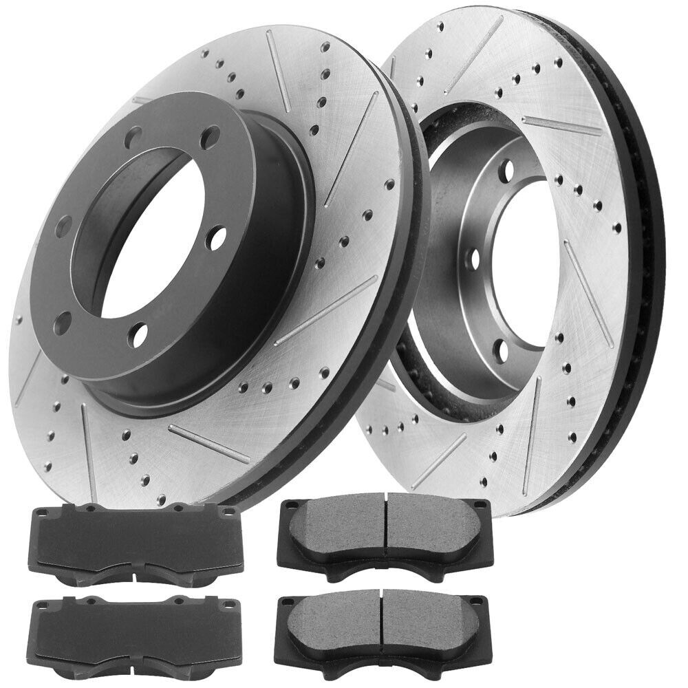 4WD Front Drilled Rotors Brake Pads for 2004-2008 Ford F-150 Lincoln Mark TL A09