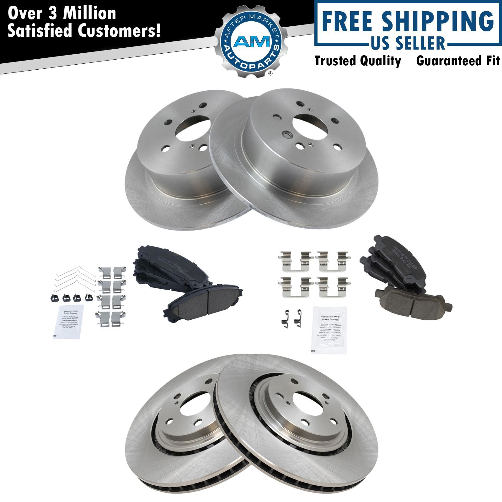 Front & Rear Premium Posi Ceramic Brake Pad & Rotor Kit for Highlander SUV