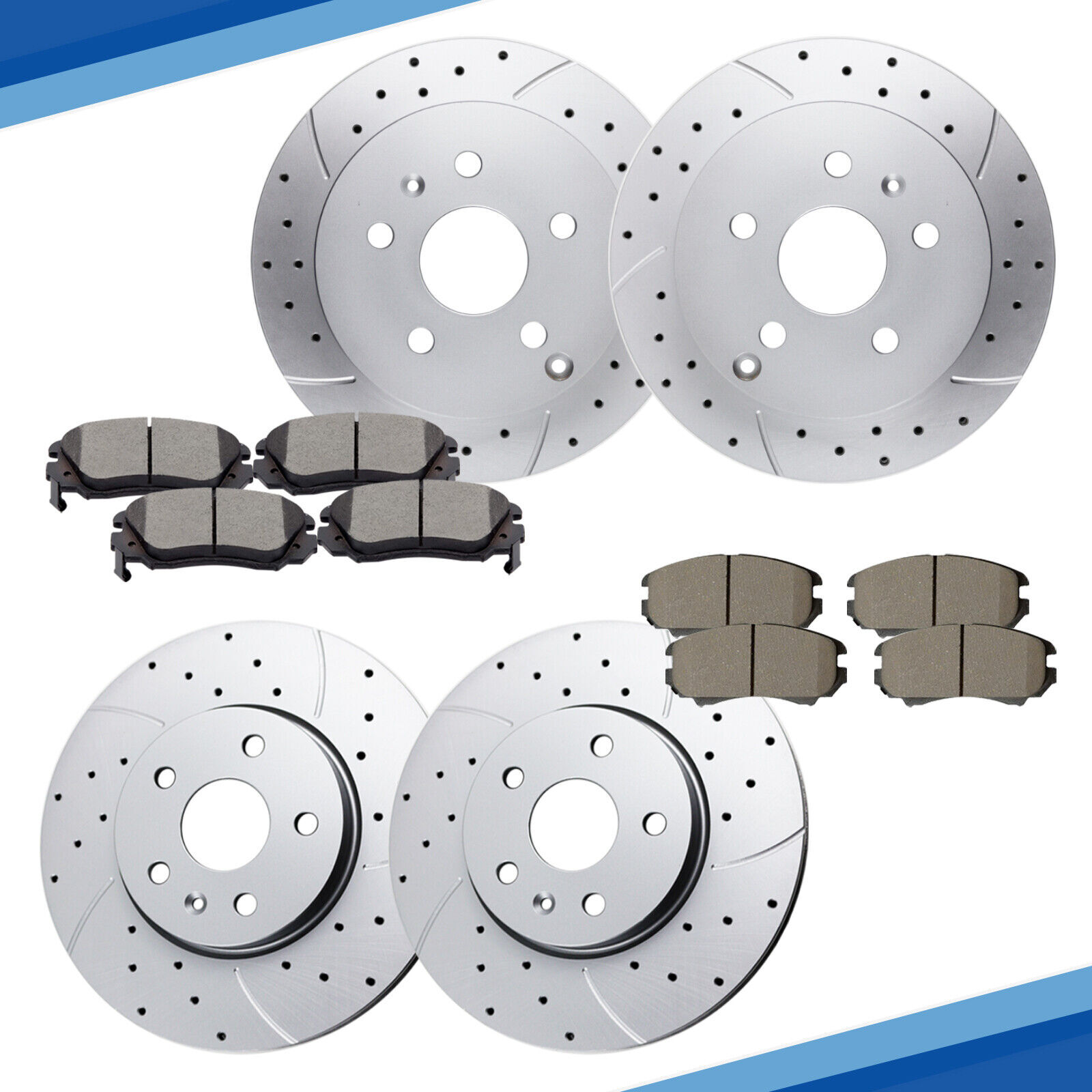Front Rear Drilled Rotors and Ceramic Pads for Chevrolet Equinox GMC Terrain