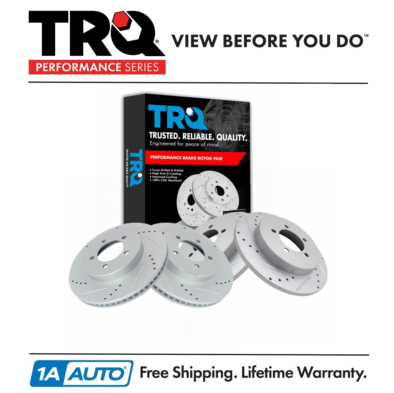TRQ Disc Brake Performance Rotor Front & Rear Kit for Ford Explorer Mountaineer