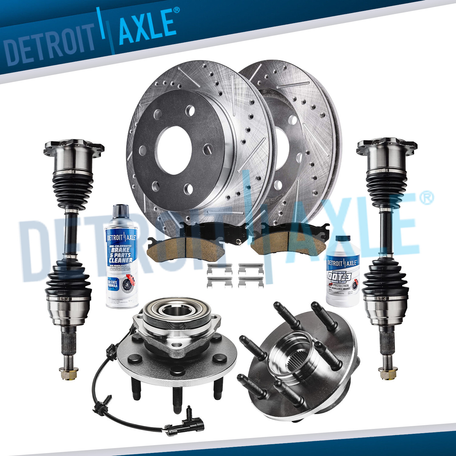 Front Drilled Brake Rotors Wheel Bearing Hubs Axles for Silverado Sierra 1500