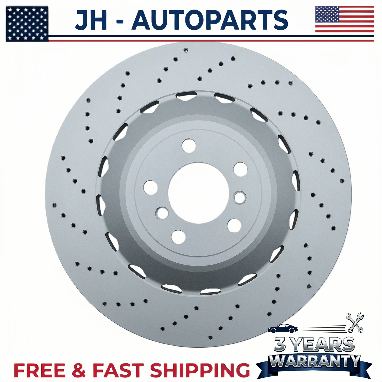 2PCS Rear Vented & Drilled Disc Brake Rotors For BMW F10 F12 F13 M5 M6