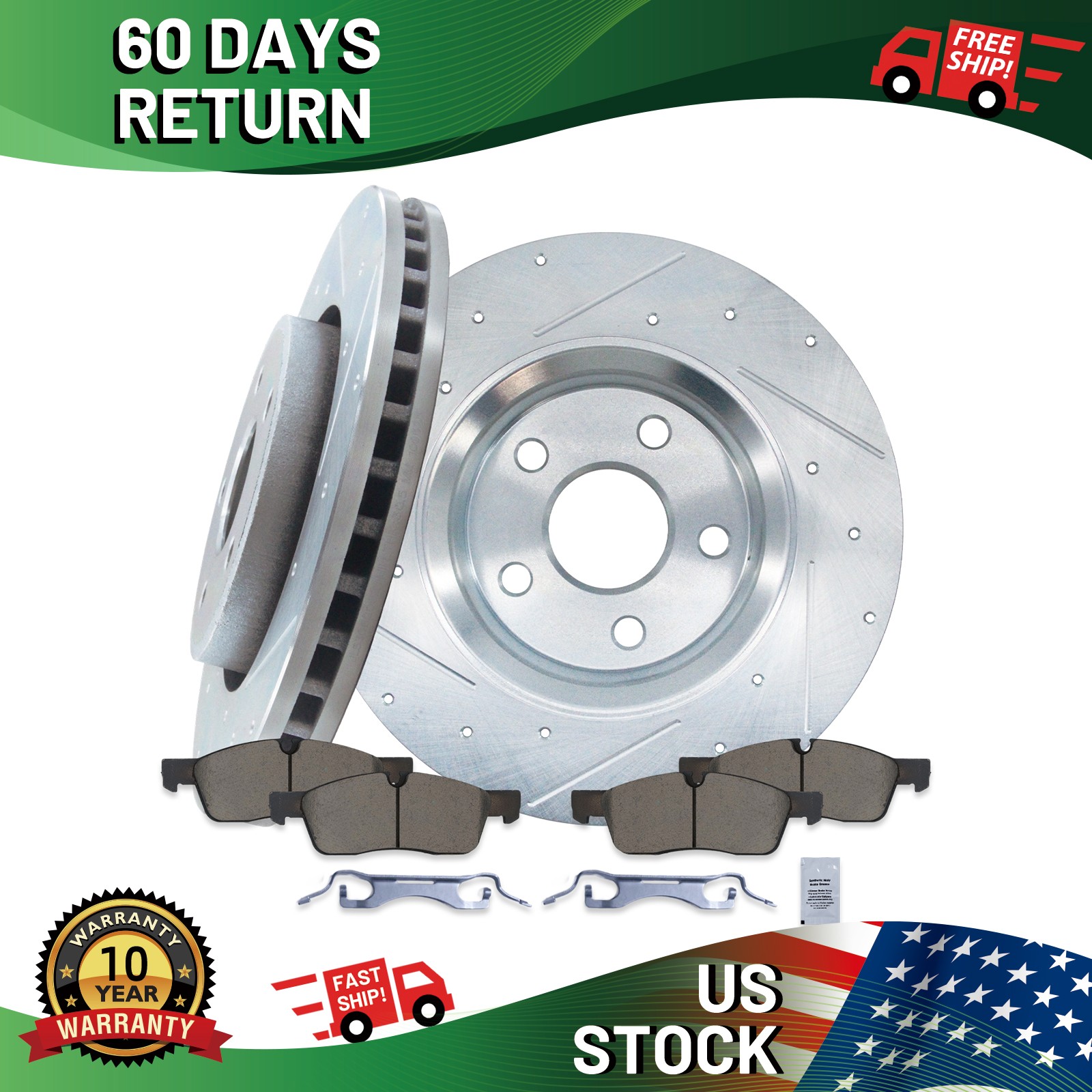 FRONT Drilled Rotors Brake Pads for Jeep Grand Cherokee Dodge Durango 2011-2020