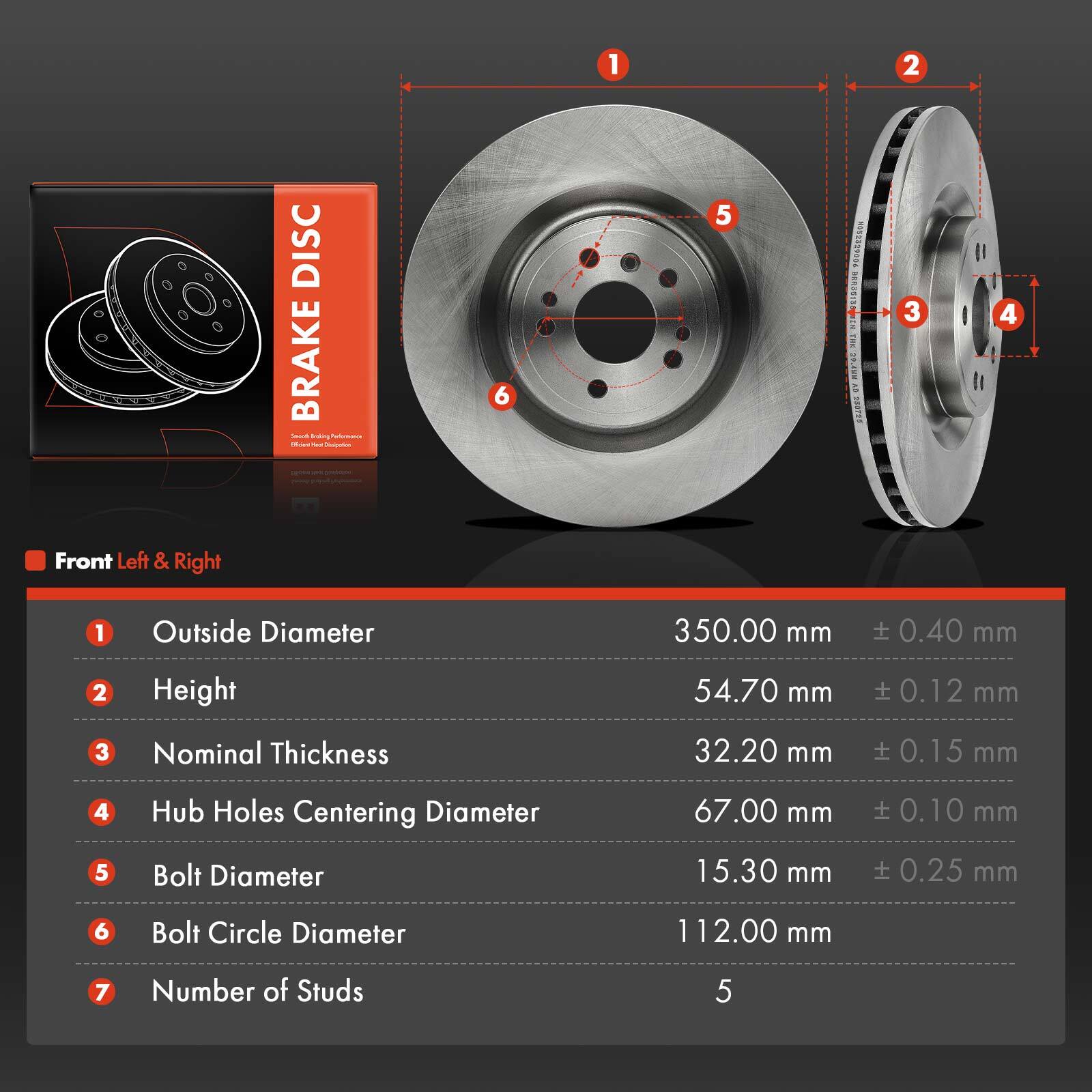 2Pcs Front Left & Right Disc Brake Rotors for Mercedes-Benz GL350 ML350 GLS450