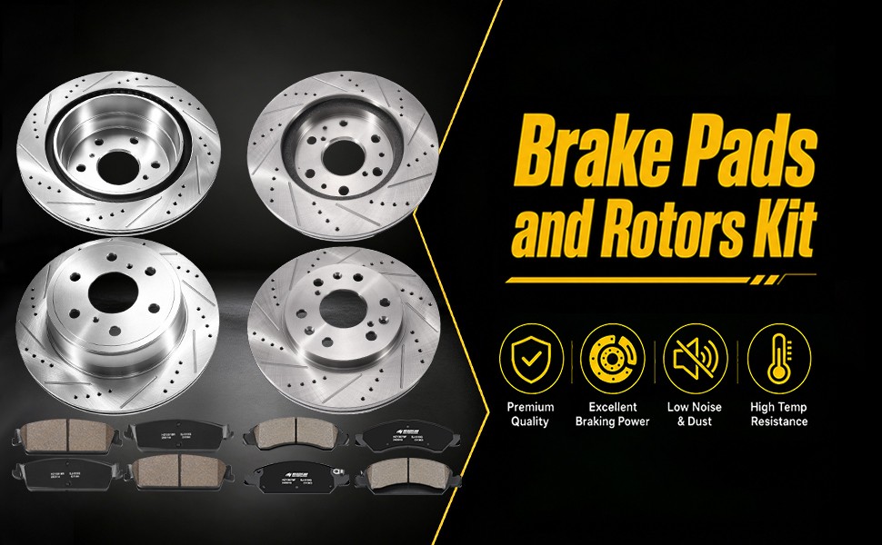 Brake Pad & Rotor Kit Front Rear Fits Chevy Tahoe Silverado GMC Sierra 1500 Yuko